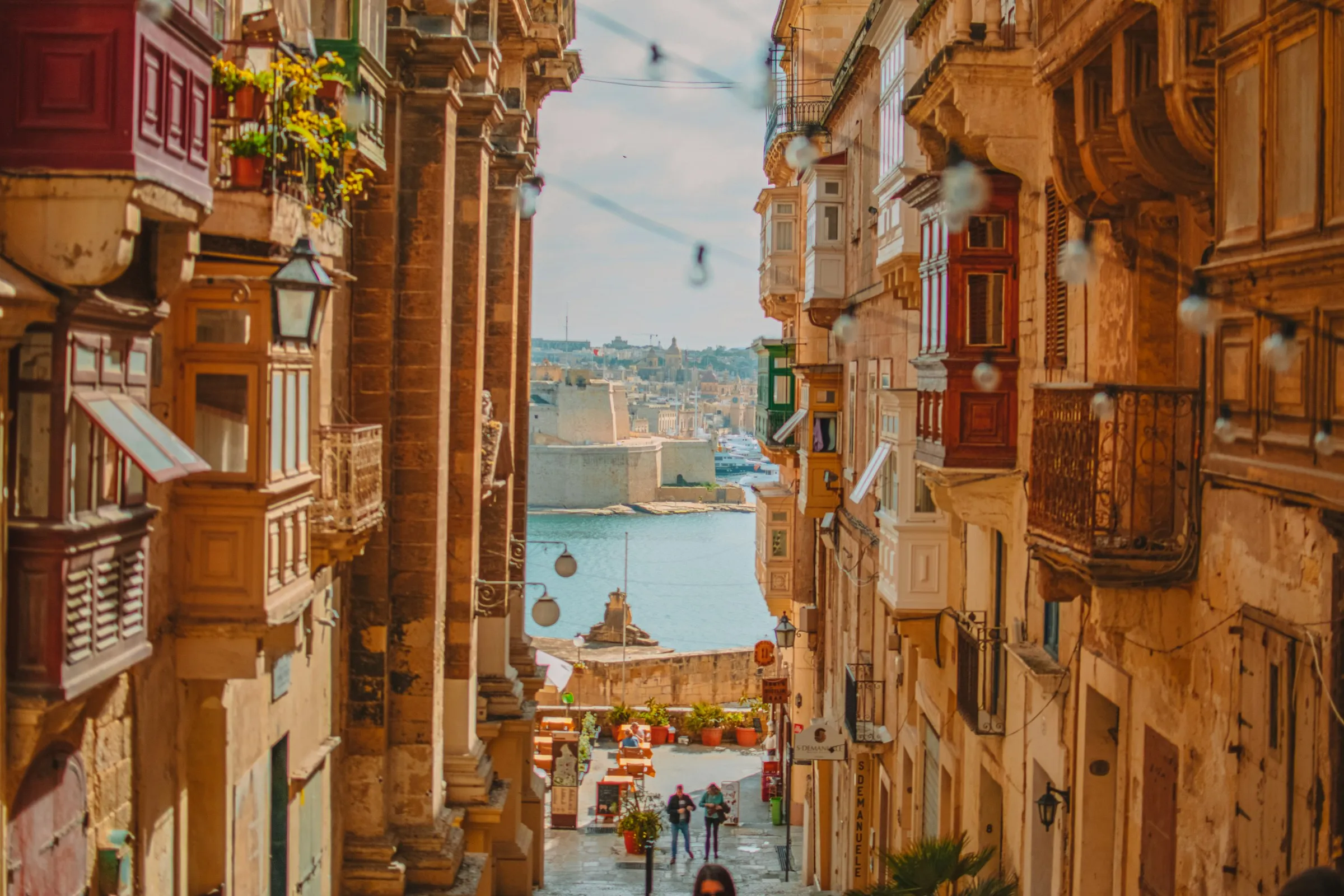 Valletta balconies stepping down to the Grand Harbour